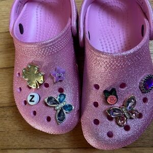 Toddler Size 11 crocs worn once. NO JIBBITZ. they will be taken out.